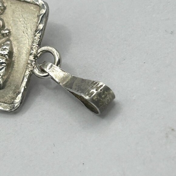 Vintage Mexico 925 Sterling Silver Jesus Christ & Mary Double Sided Pendant - Picture 6 of 7